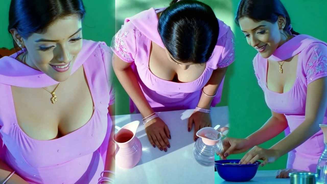 Asin chubby cleavage exposed in low neck salwar