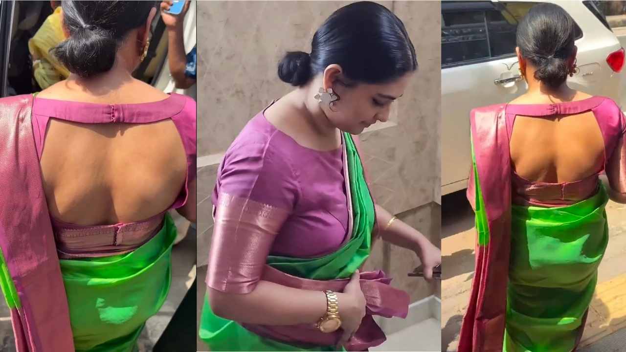 Pragya martin looks hot in bare back silk saree